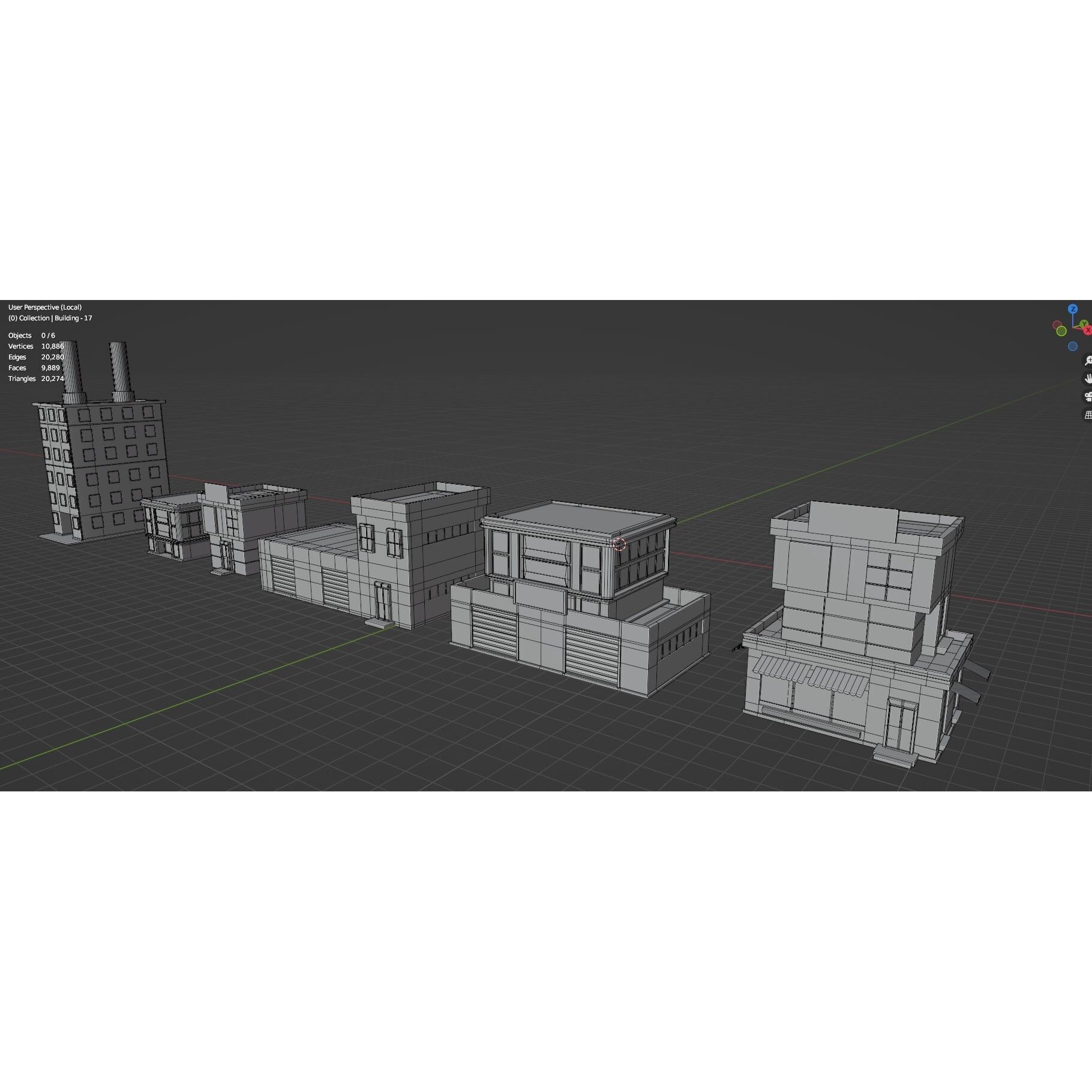 Low Poly City Buildings Pack - Low-Poly Game-Ready 3D Model - View 87