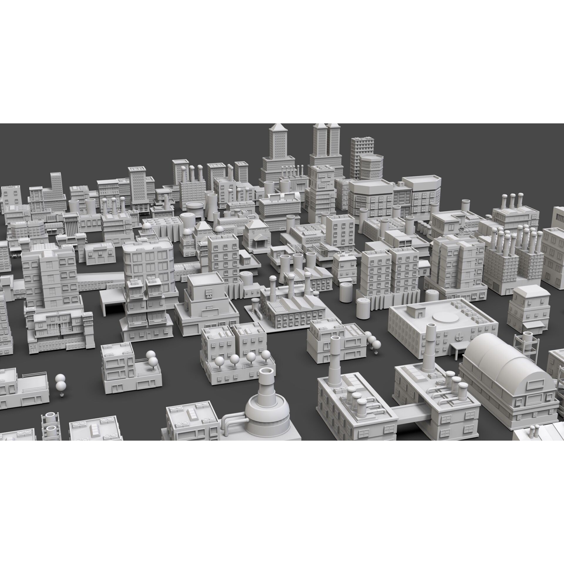 Low Poly City Buildings Pack - Low-Poly Game-Ready 3D Model - View 9