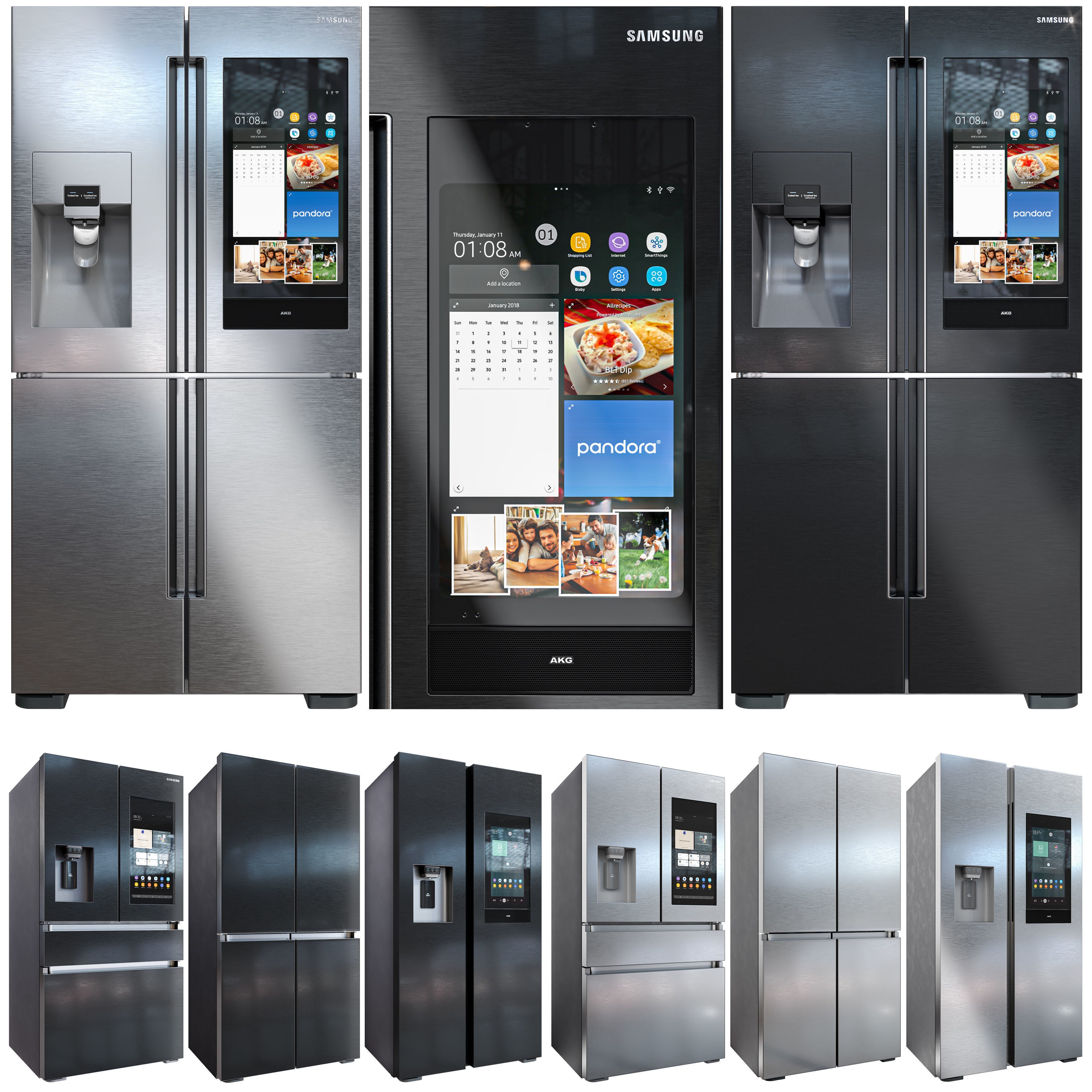 Samsung Refrigerator Set - Low-Poly Game-Ready 3D Model - View 3