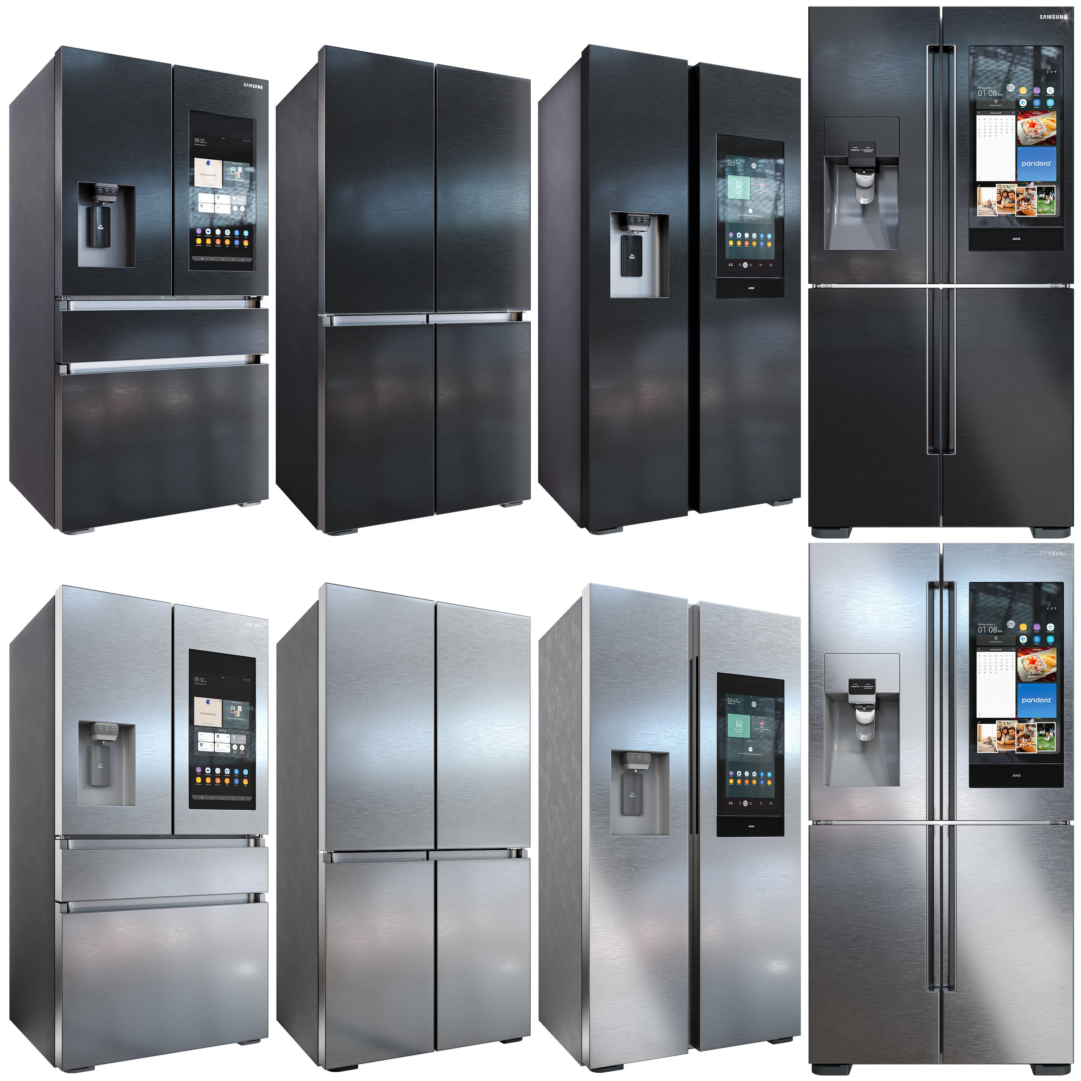 Samsung Refrigerator Set - Low-Poly Game-Ready 3D Model - View 4