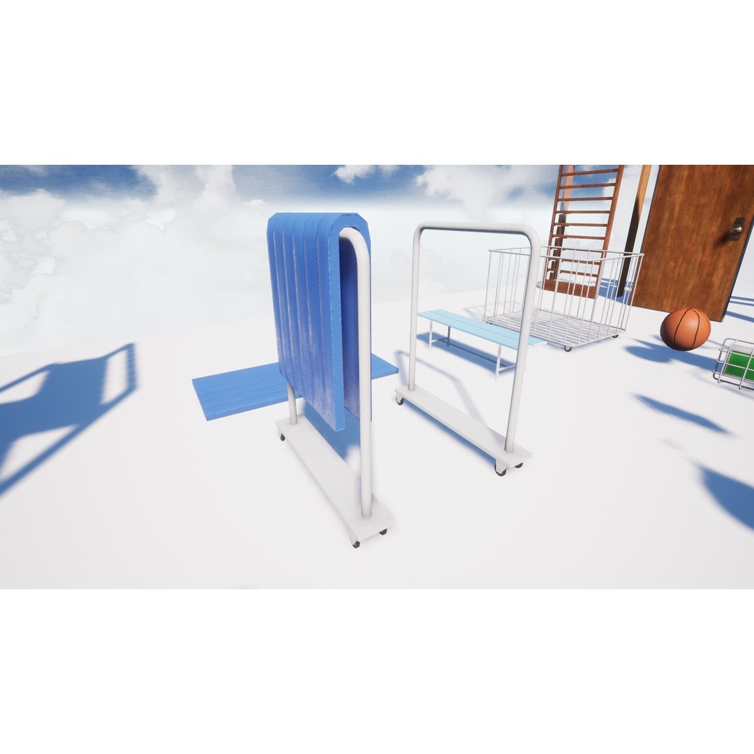 Japanese School Gym 3D Model – Low Poly PBR Asset for Games