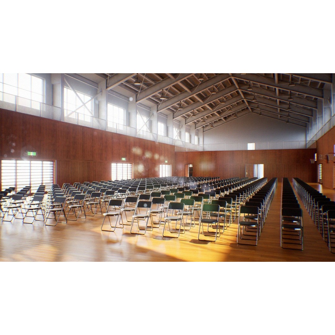 Japanese School Gym 3D Model – Low Poly PBR Asset for Games - View 10