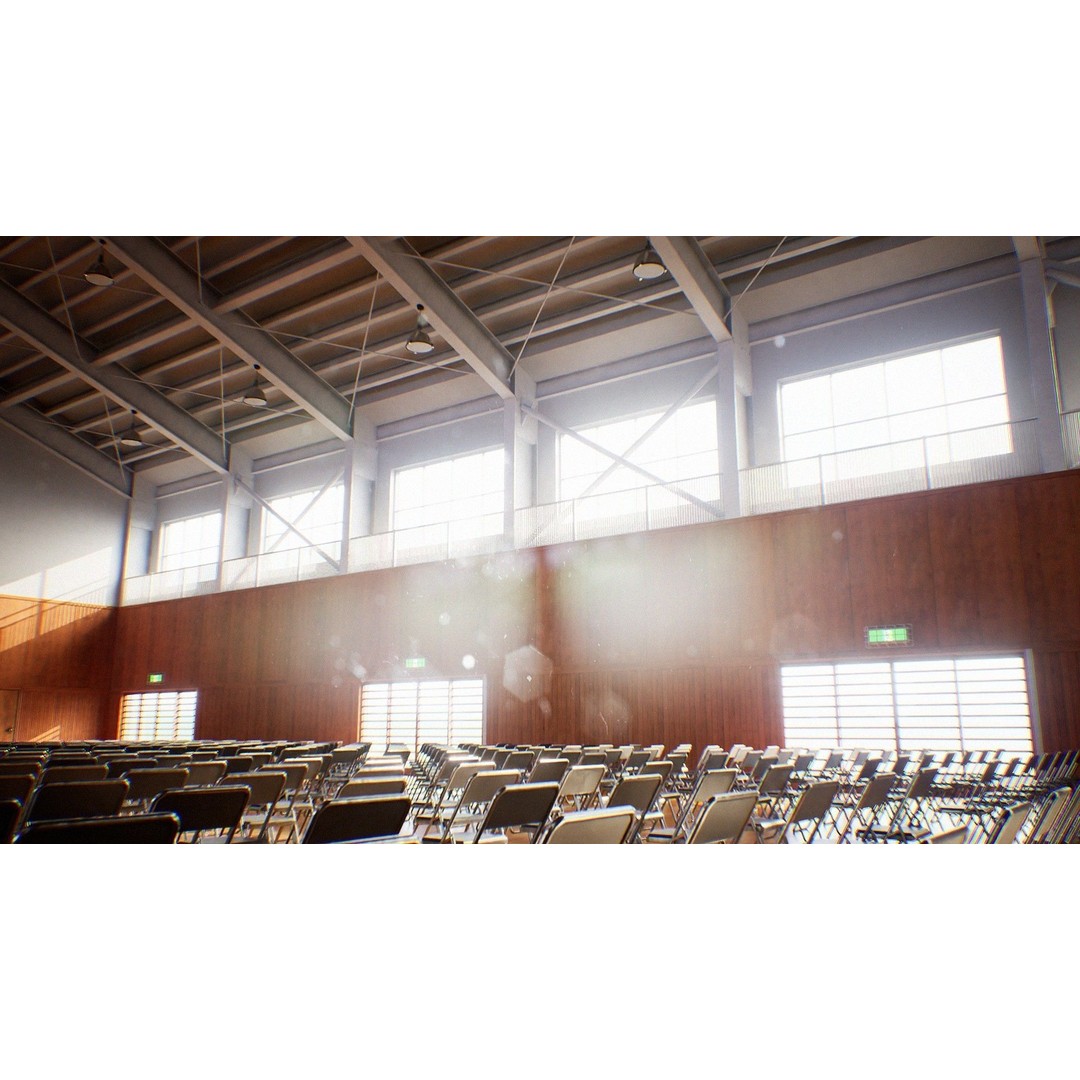 Japanese School Gym 3D Model – Low Poly PBR Asset for Games - View 12