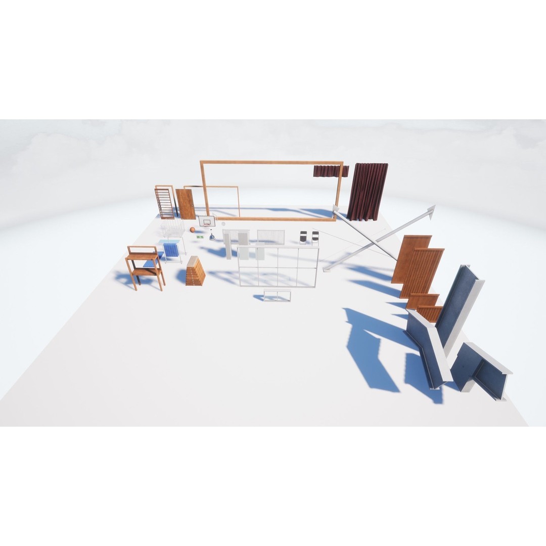 Japanese School Gym 3D Model – Low Poly PBR Asset for Games - View 16