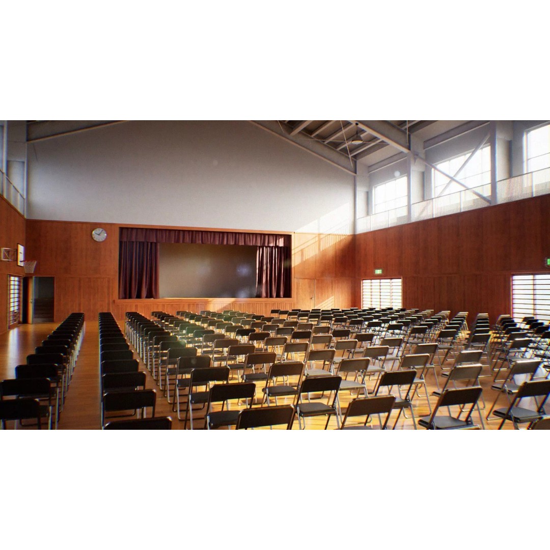 Japanese School Gym 3D Model – Low Poly PBR Asset for Games - View 2