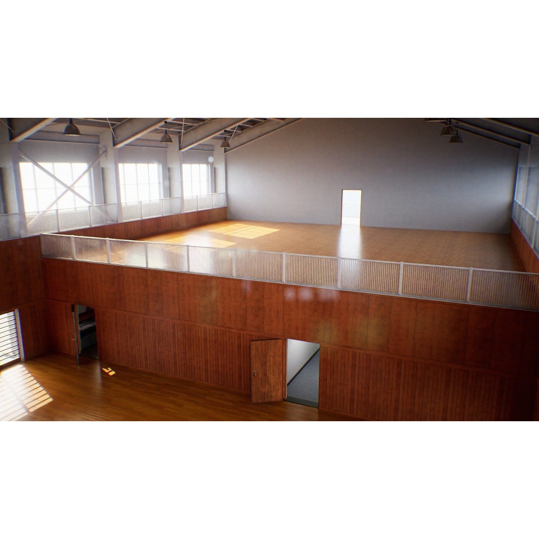 Japanese School Gym 3D Model – Low Poly PBR Asset for Games - View 4