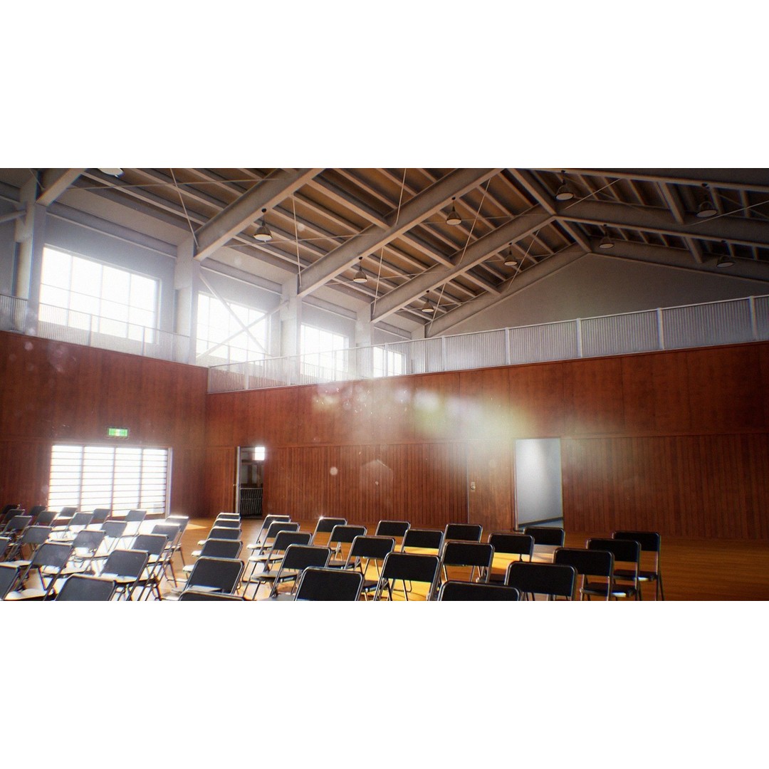 Japanese School Gym 3D Model – Low Poly PBR Asset for Games - View 5