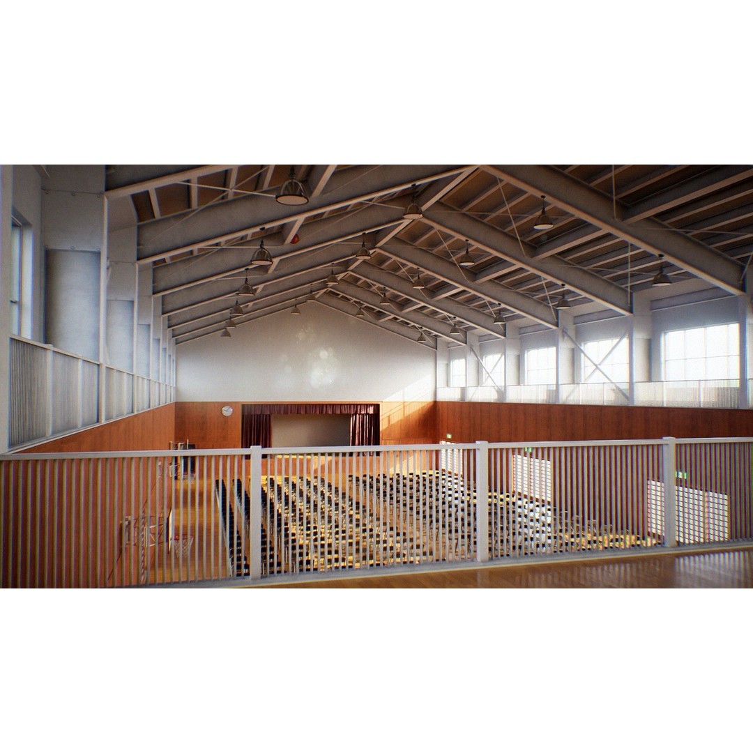 Japanese School Gym 3D Model – Low Poly PBR Asset for Games - View 8