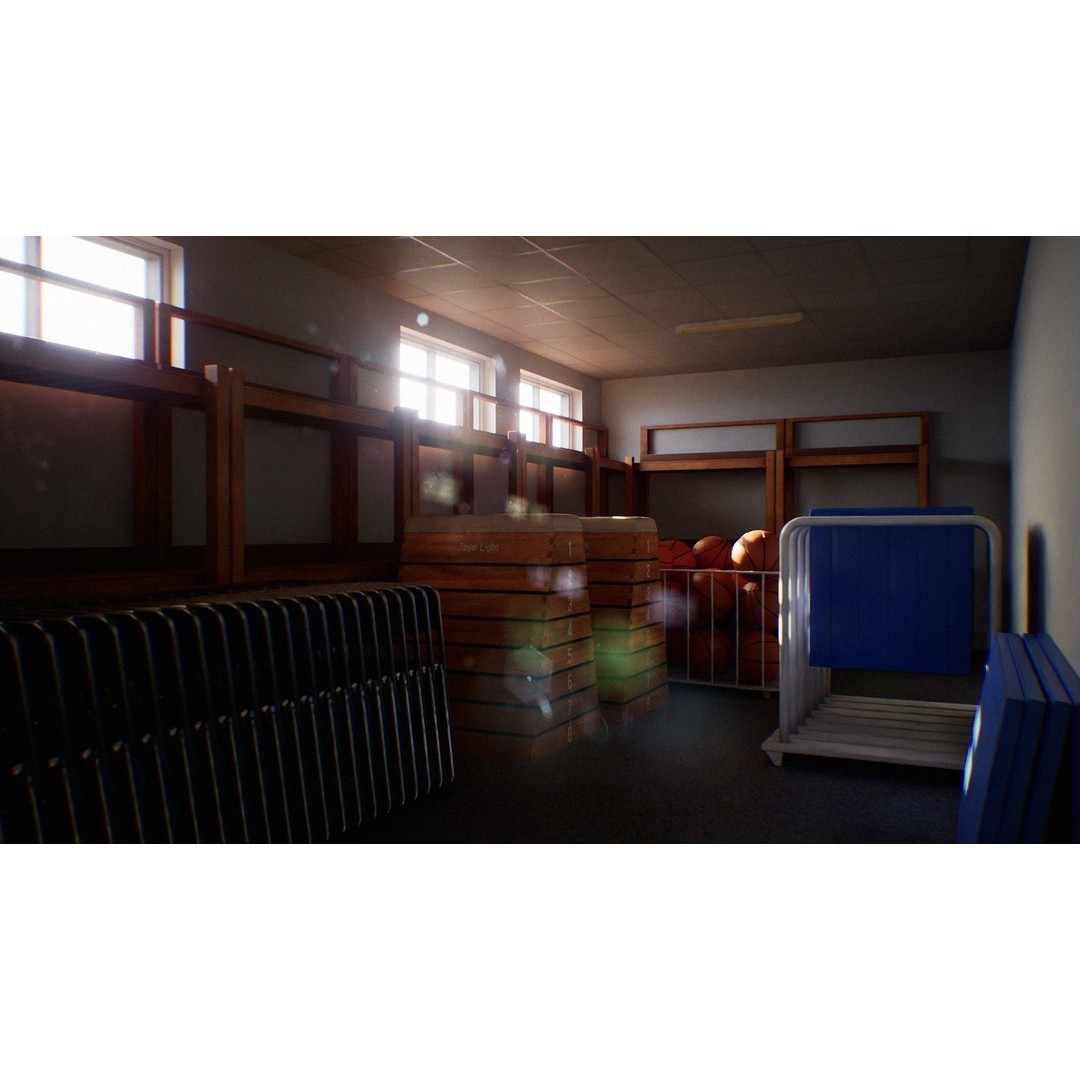 Japanese School Gym 3D Model – Low Poly PBR Asset for Games - View 9