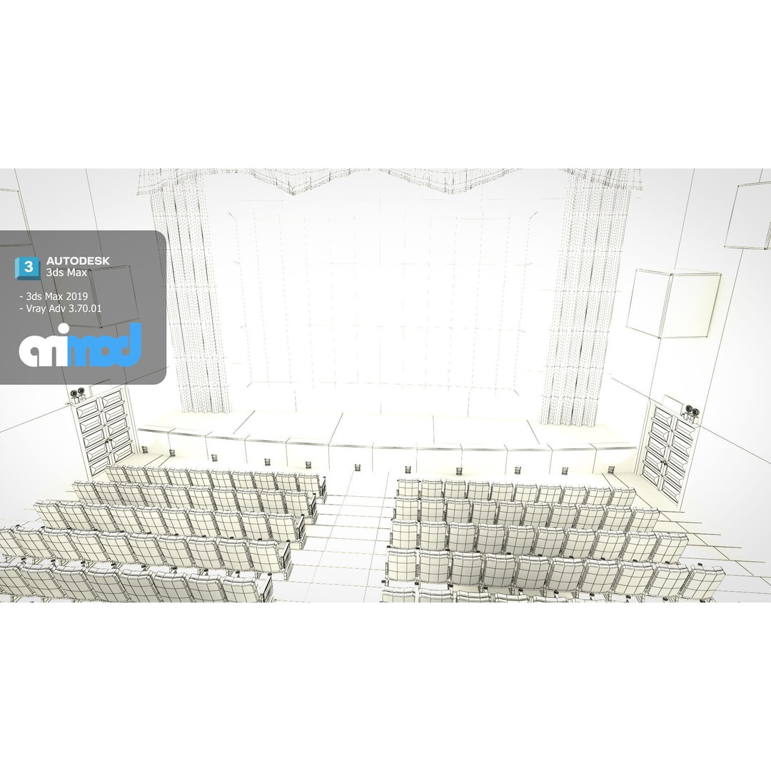 Cinema 3D Model – Architectural Hall with PBR Textures, FBX