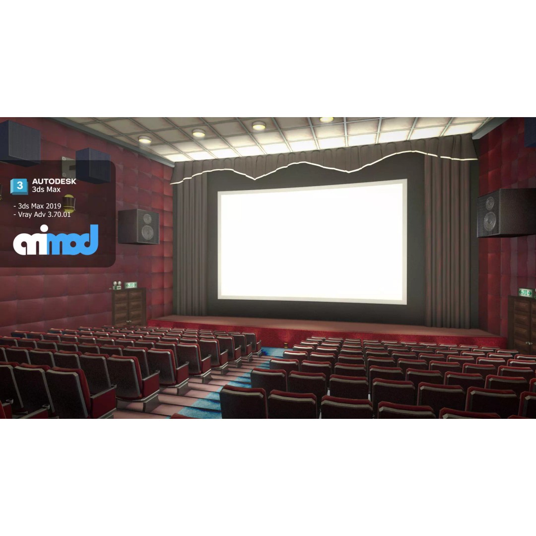 Cinema 3D Model – Architectural Hall with PBR Textures, FBX - View 2