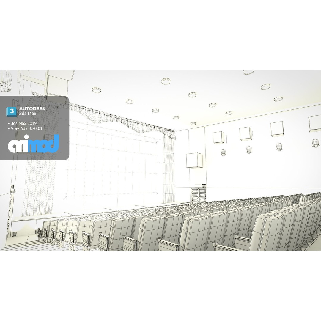 Cinema 3D Model – Architectural Hall with PBR Textures, FBX - View 9
