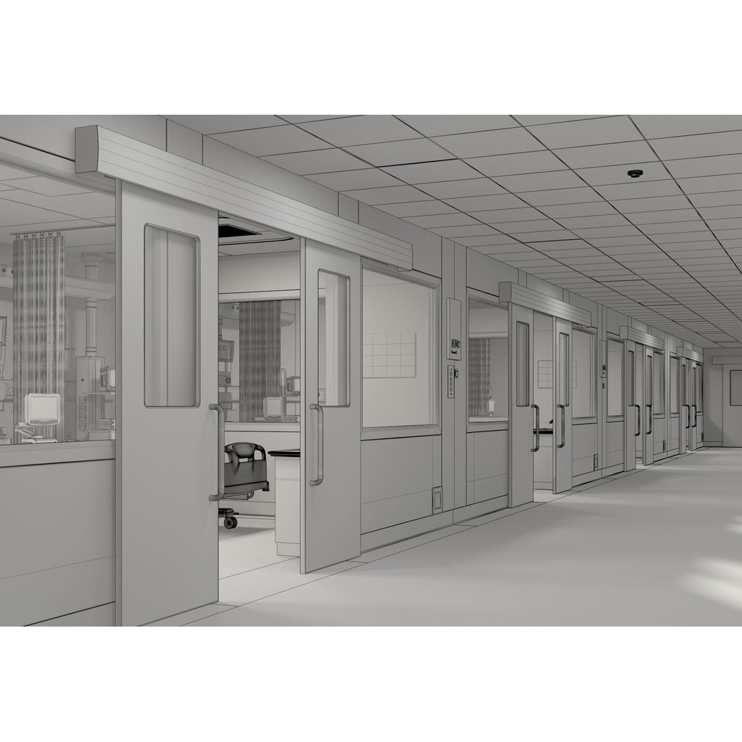 Hospital Hall 3D Model – Realistic Interior Corridor, FBX, OBJ - View 10