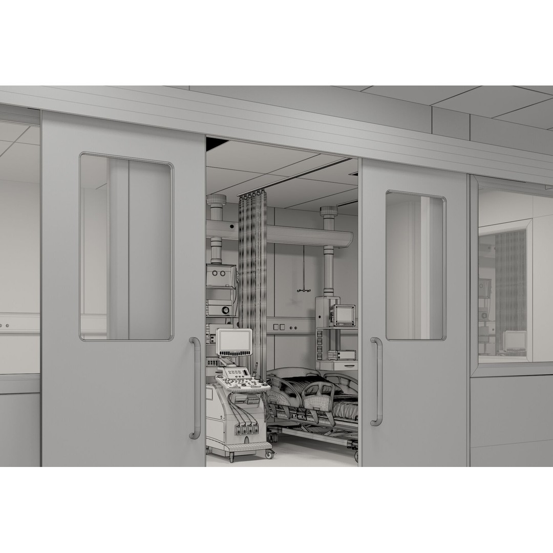 Hospital Hall 3D Model – Realistic Interior Corridor, FBX, OBJ - View 8