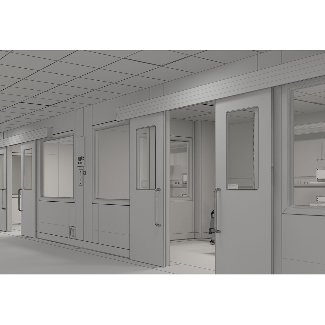 Hospital Hall 3D Model – Realistic Interior Corridor, FBX, OBJ - View 9