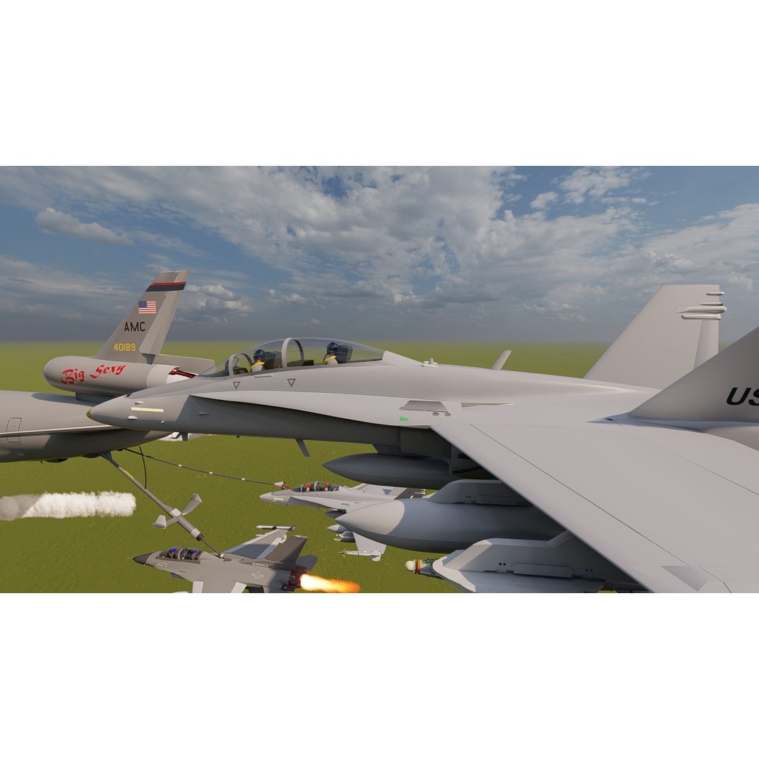 United States Airforce Air Refueling 3D Model – Detailed Military Aircraft, FBX, OBJ - View 8