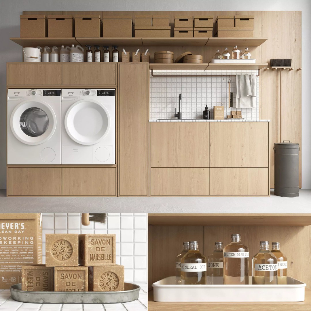 Laundry Room 3D Model – Realistic Interior Asset, FBX & OBJ Formats - View 2