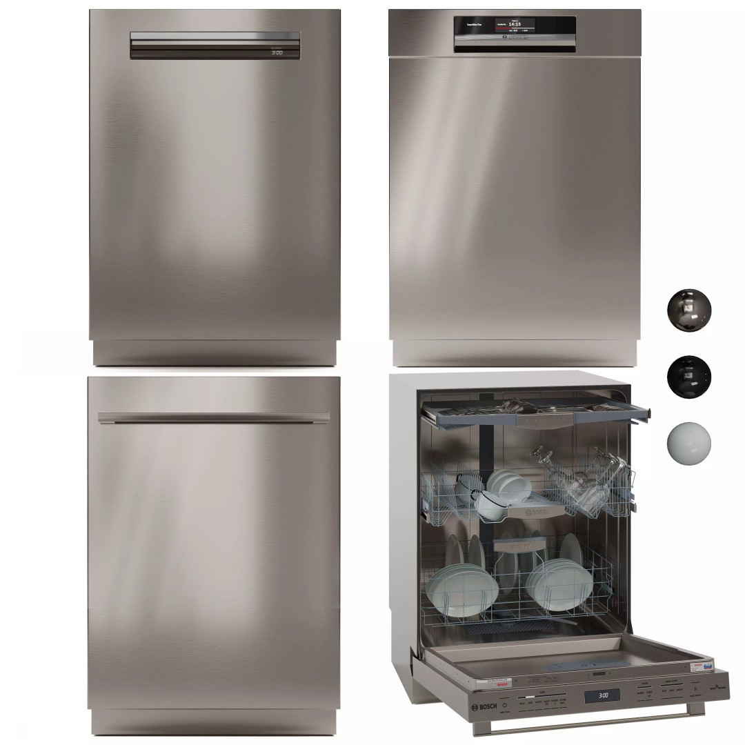 Bosch Dishwasher Collection 3D Model – Low Poly PBR Kitchen Asset - View 2