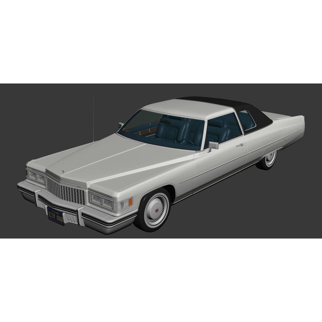 Cadillac DeVille Coupe 1975 3D Model – High Poly Luxury Vehicle, FBX, OBJ