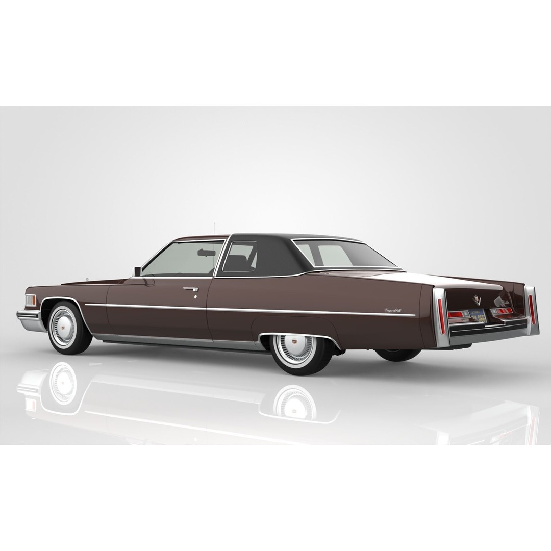 Cadillac DeVille Coupe 1975 3D Model – High Poly Luxury Vehicle, FBX, OBJ - View 4