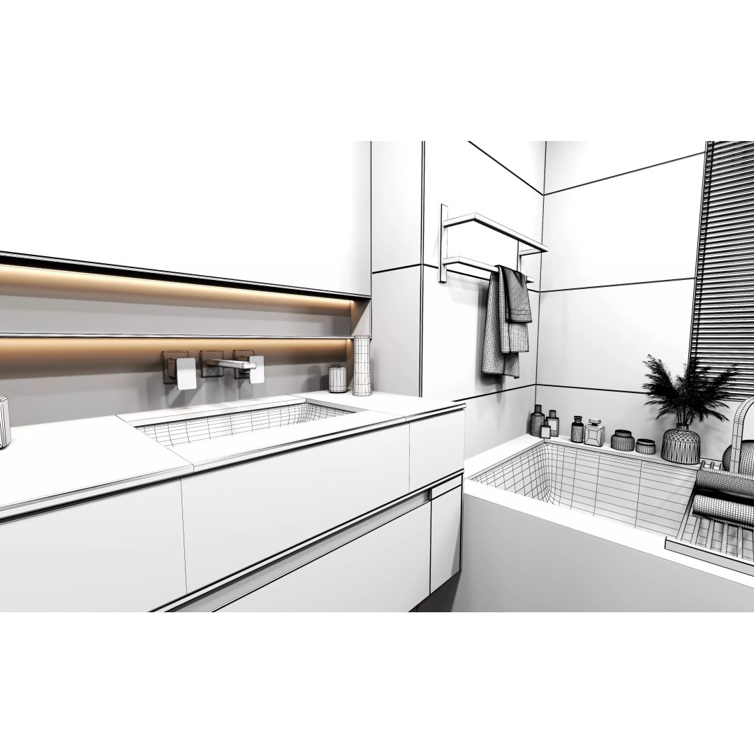 Luxury Bathroom 3D Model – High Poly Interior Asset, FBX, OBJ - View 19