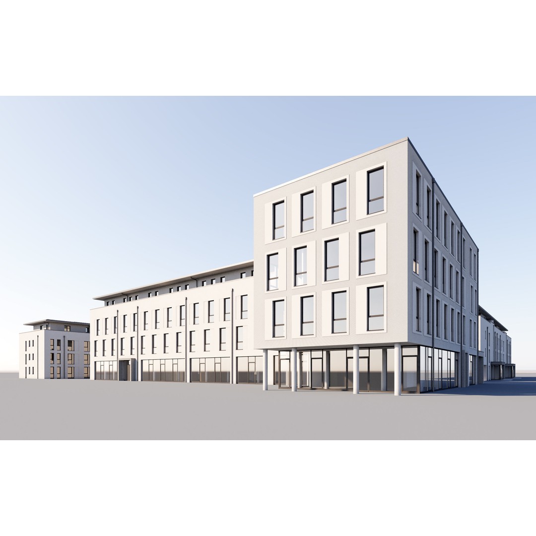 German Housing Complex 3D Model – Modern Minimalist Design, PBR Textures - View 10
