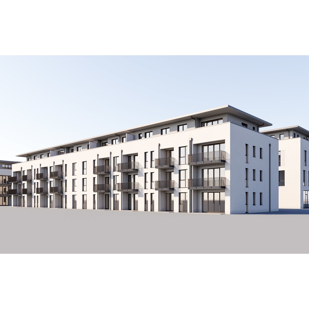 German Housing Complex 3D Model – Modern Minimalist Design, PBR Textures - View 12