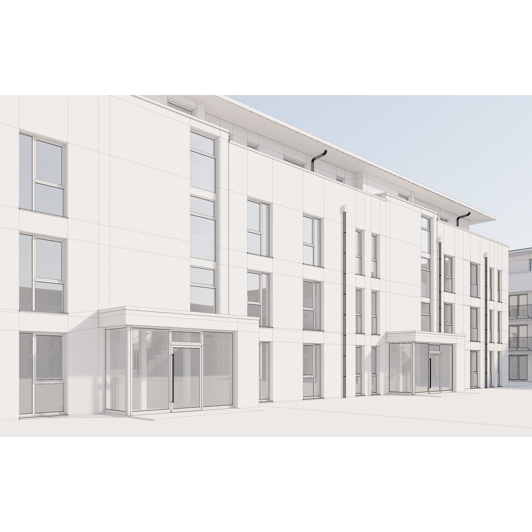 German Housing Complex 3D Model – Modern Minimalist Design, PBR Textures - View 17