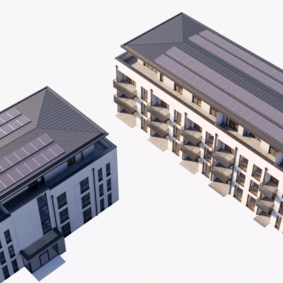 German Housing Complex 3D Model – Modern Minimalist Design, PBR Textures - View 2