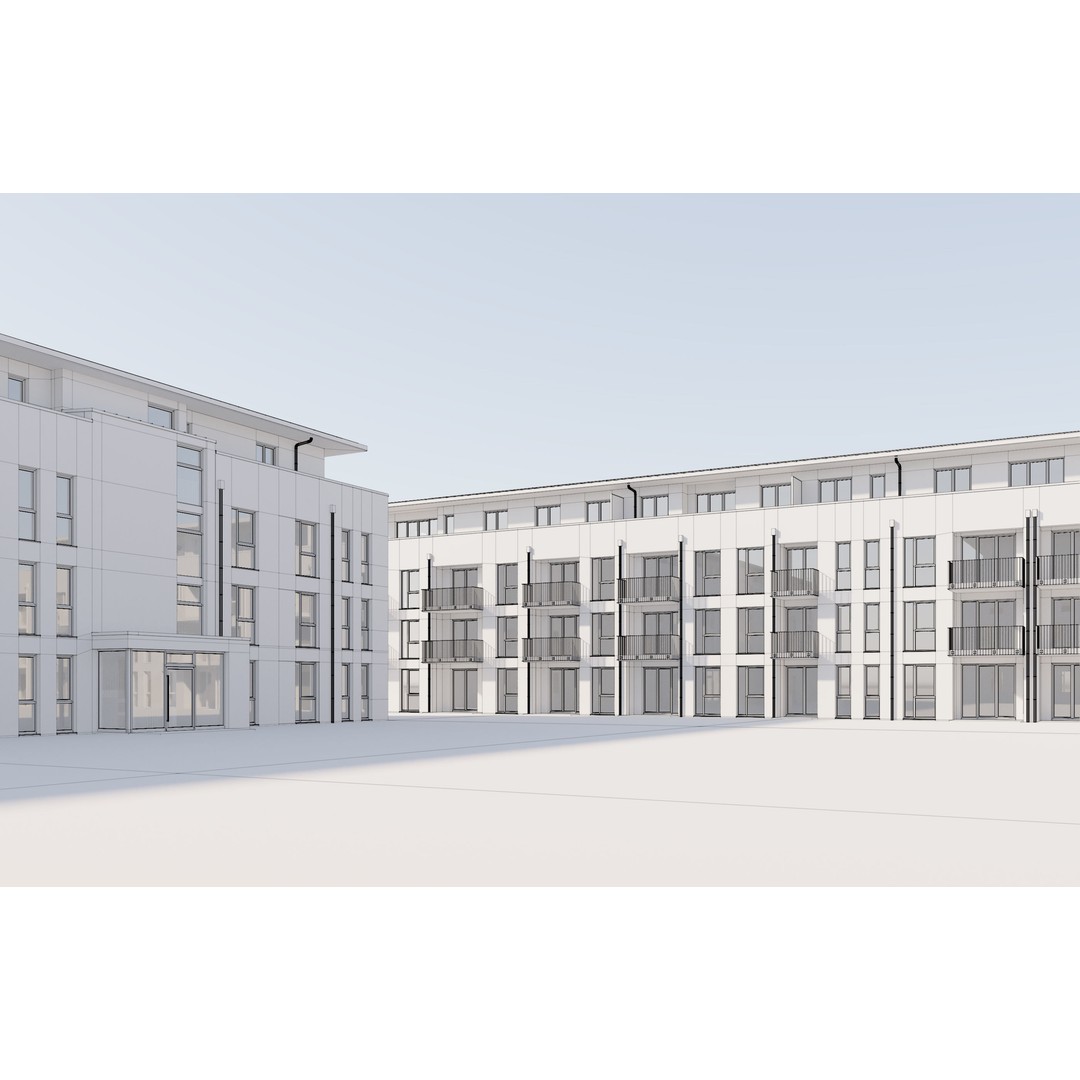 German Housing Complex 3D Model – Modern Minimalist Design, PBR Textures - View 5