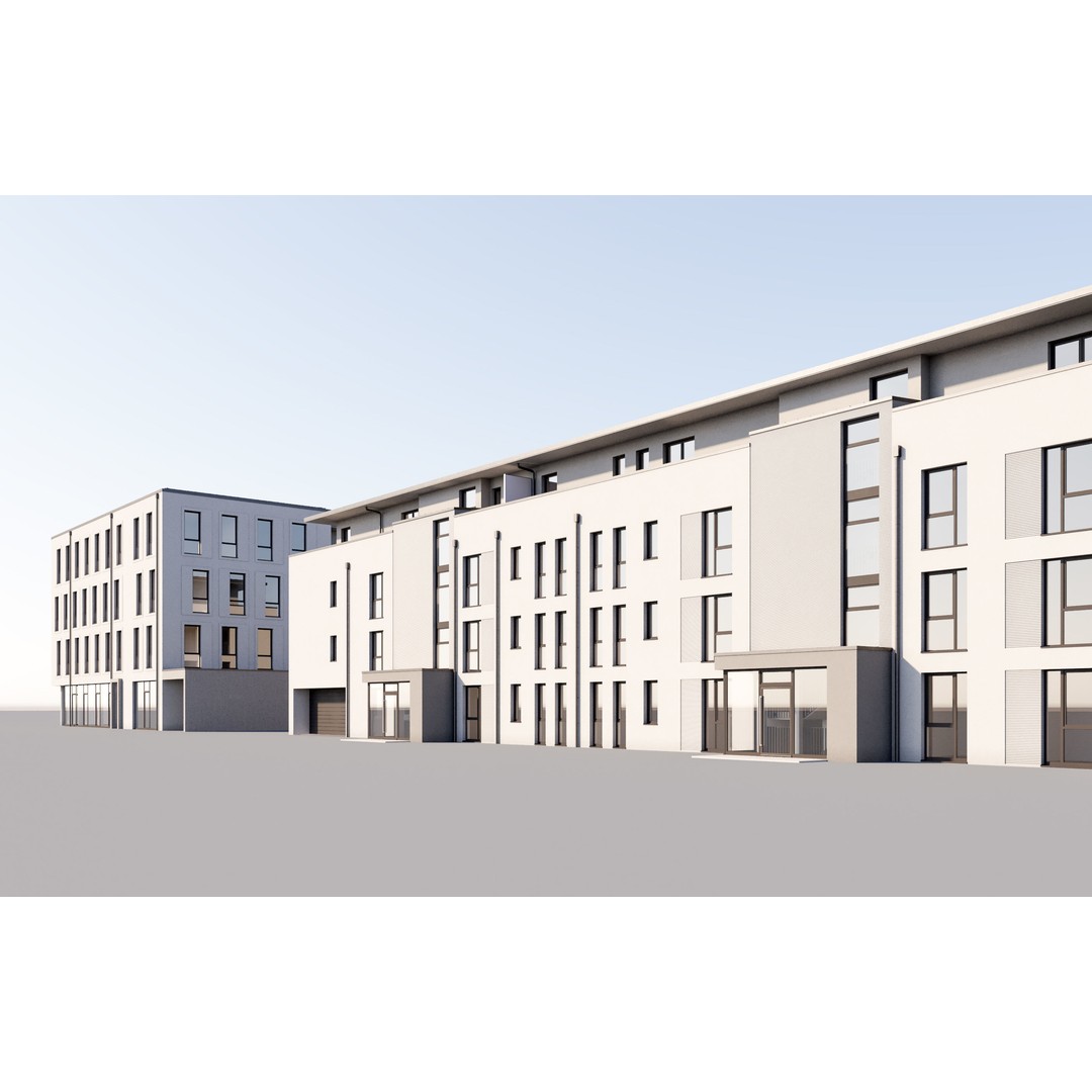 German Housing Complex 3D Model – Modern Minimalist Design, PBR Textures - View 8