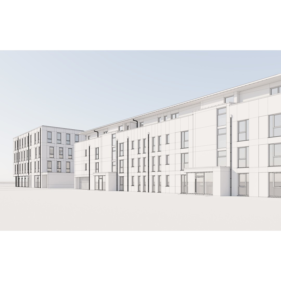 German Housing Complex 3D Model – Modern Minimalist Design, PBR Textures - View 9