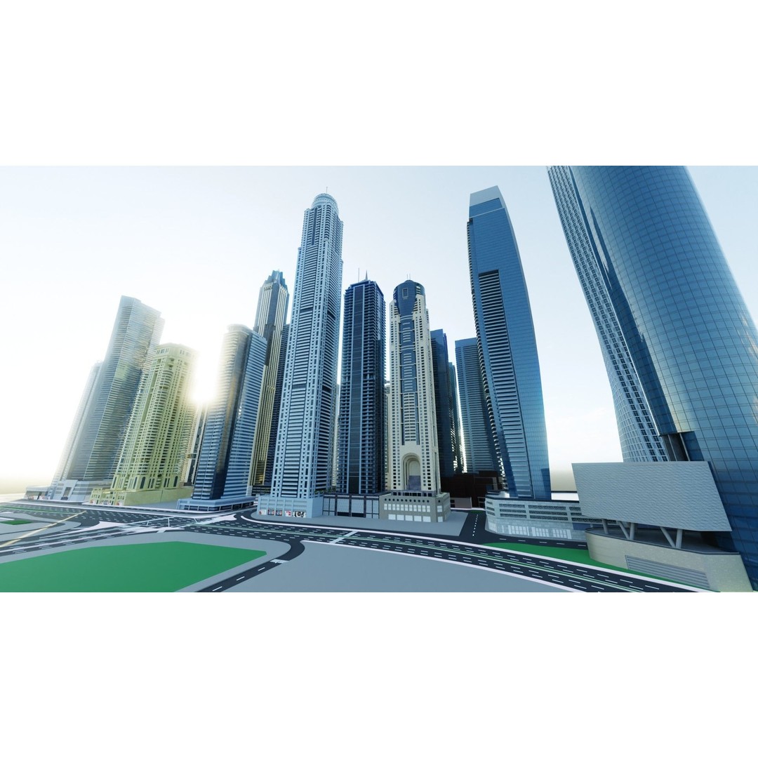 Dubai Marina 3D Model – Detailed Skyscrapers Collection, FBX & OBJ - View 11