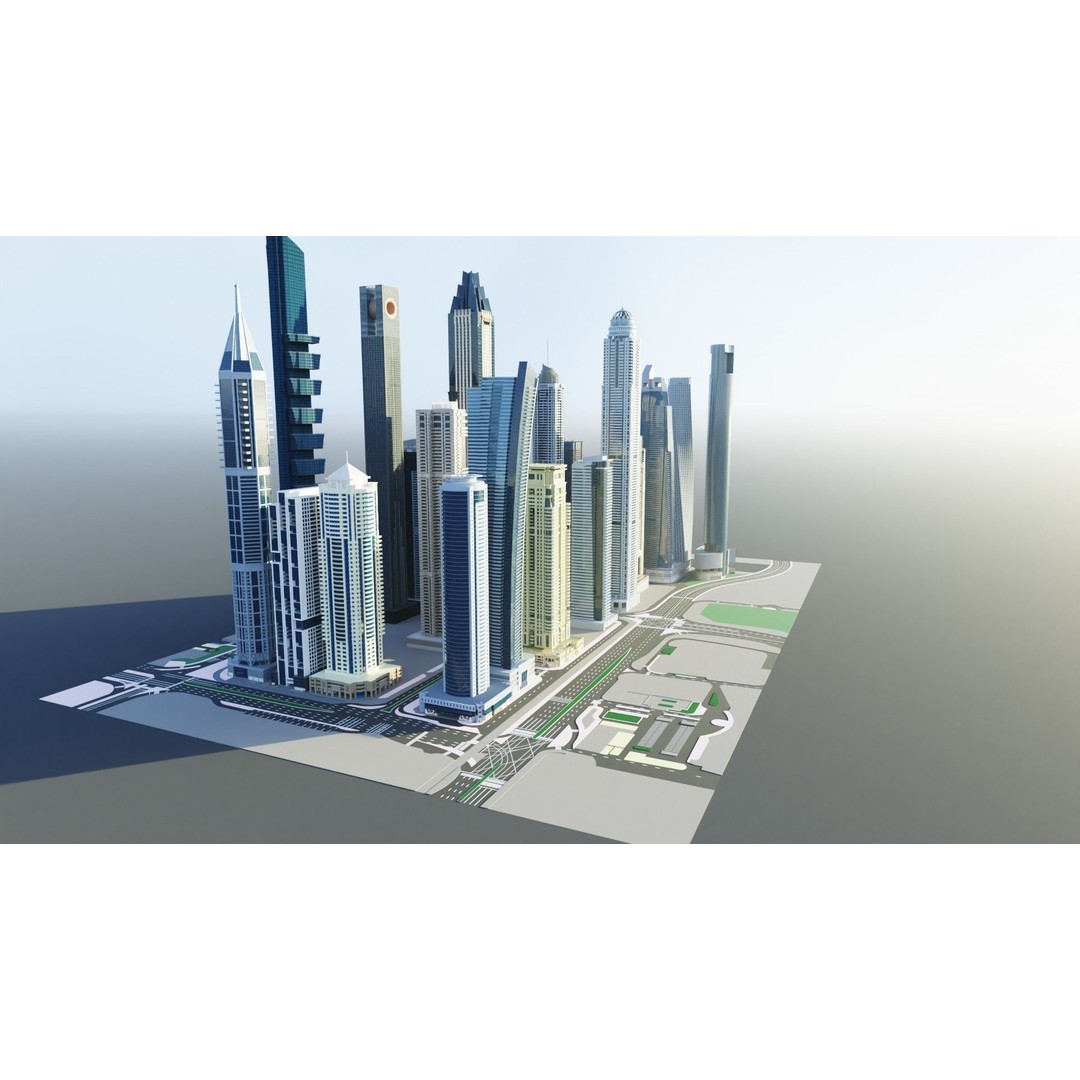 Dubai Marina 3D Model – Detailed Skyscrapers Collection, FBX & OBJ - View 13