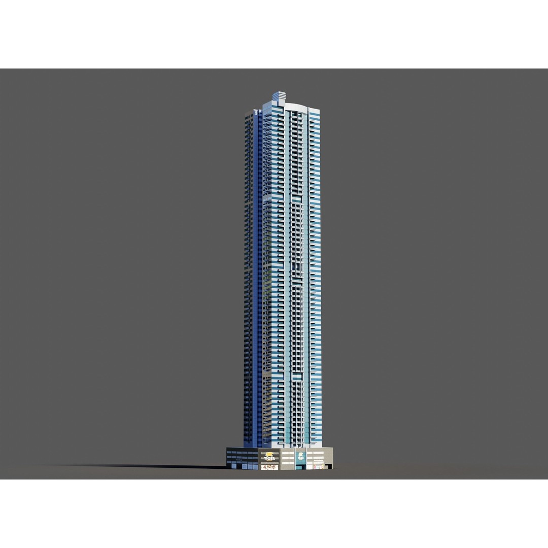 Dubai Marina 3D Model – Detailed Skyscrapers Collection, FBX & OBJ - View 29
