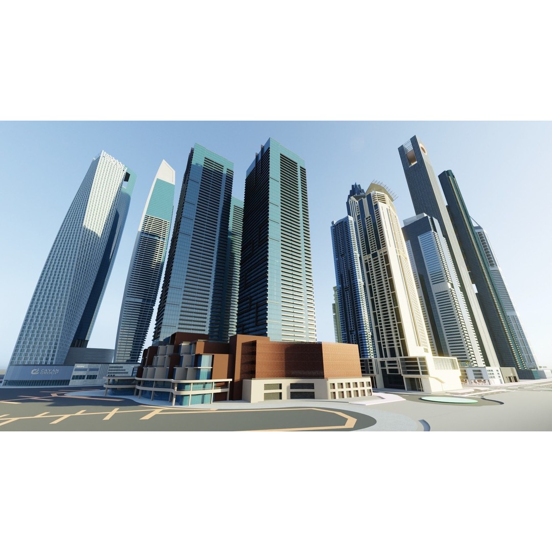 Dubai Marina 3D Model – Detailed Skyscrapers Collection, FBX & OBJ - View 8