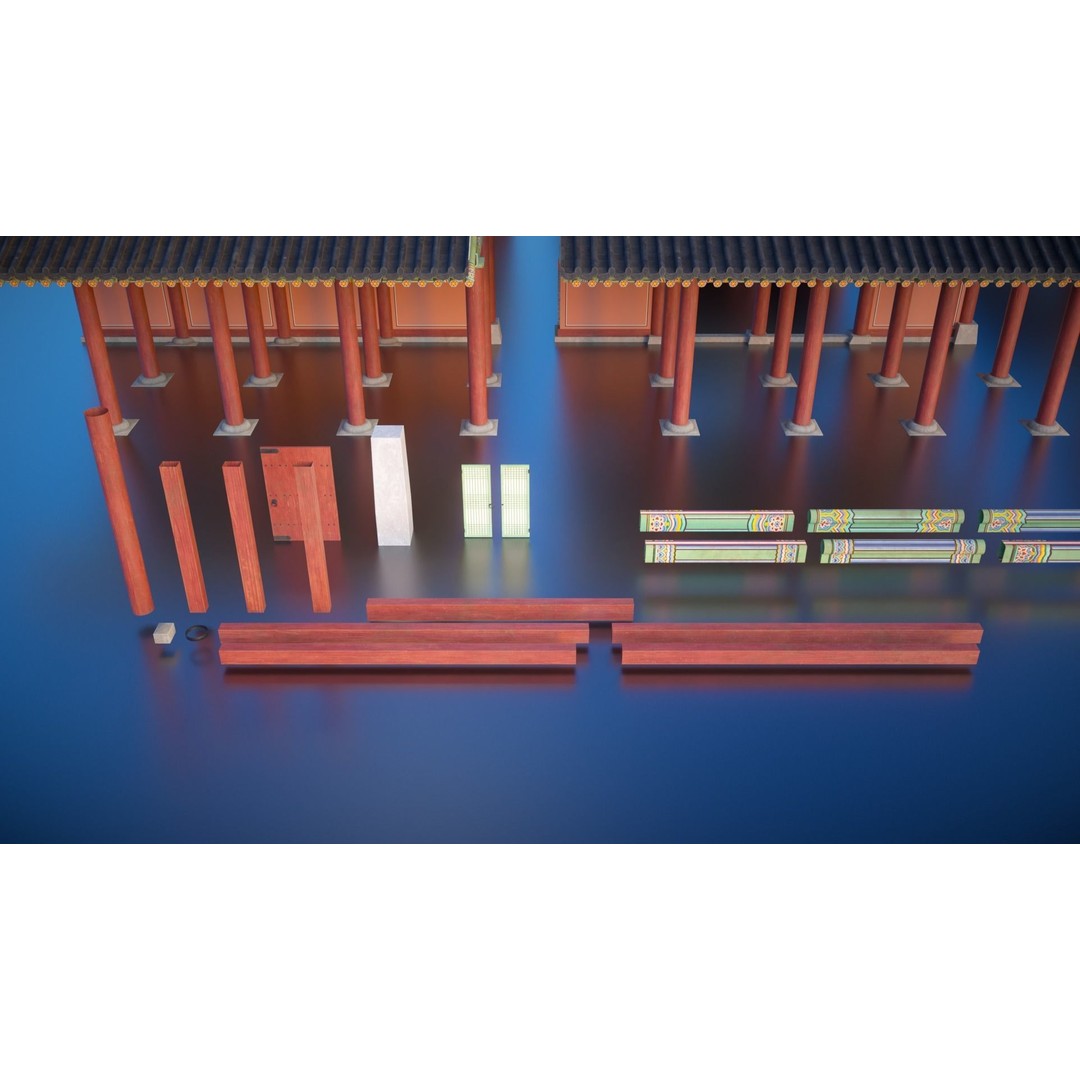 Gyeongbokgung Haenggak 3D Model – Historic Korean Palace Corridor, PBR - View 10