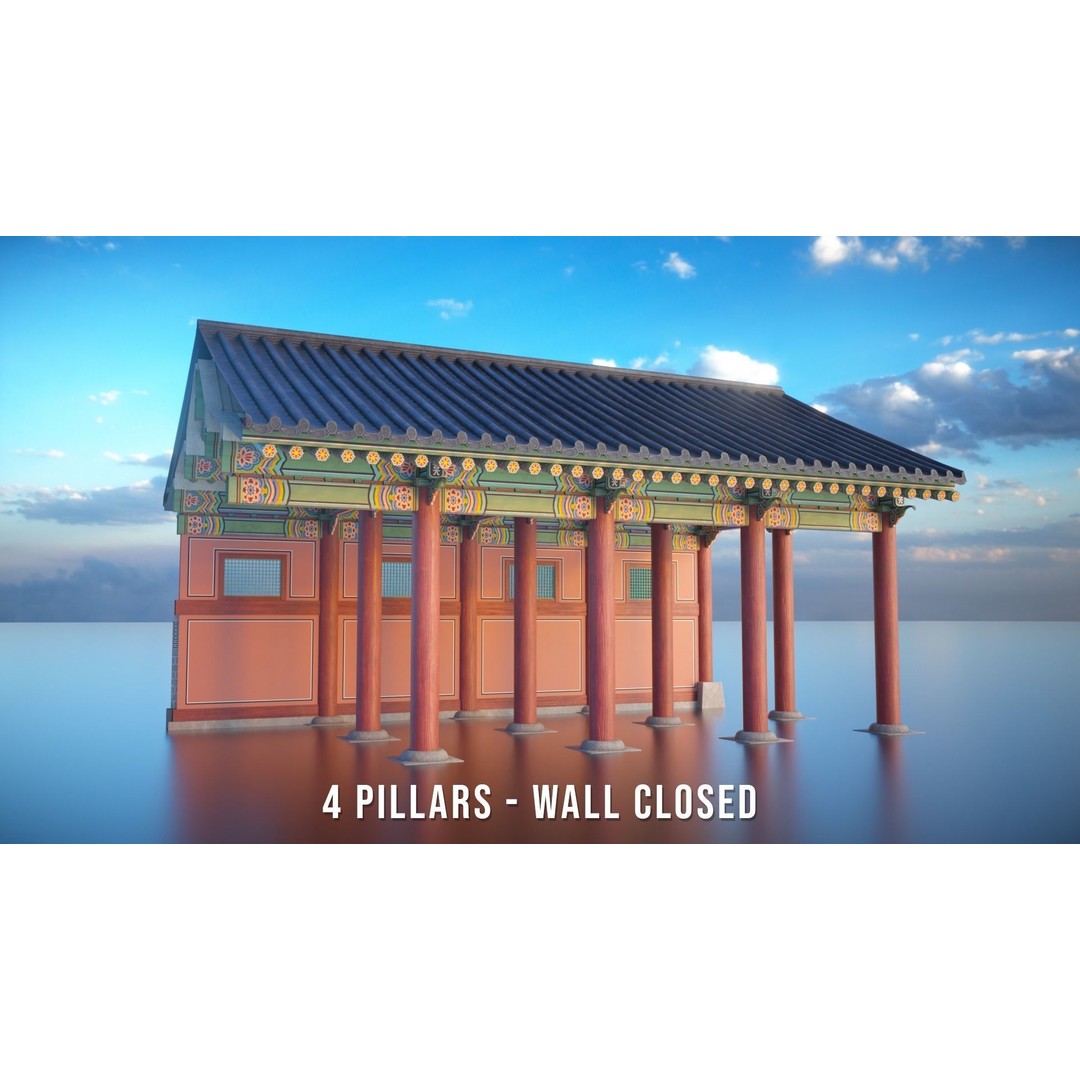 Gyeongbokgung Haenggak 3D Model – Historic Korean Palace Corridor, PBR - View 13