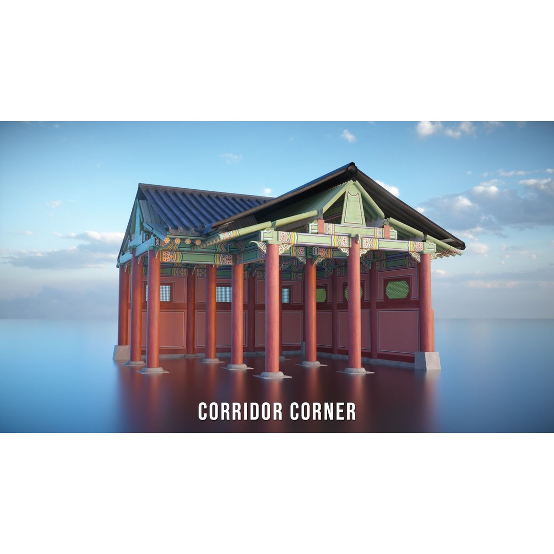 Gyeongbokgung Haenggak 3D Model – Historic Korean Palace Corridor, PBR - View 16