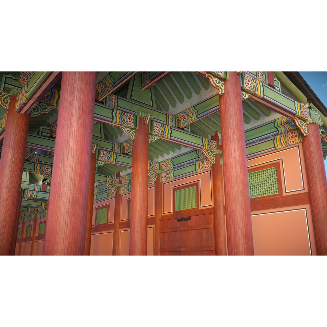 Gyeongbokgung Haenggak 3D Model – Historic Korean Palace Corridor, PBR - View 3