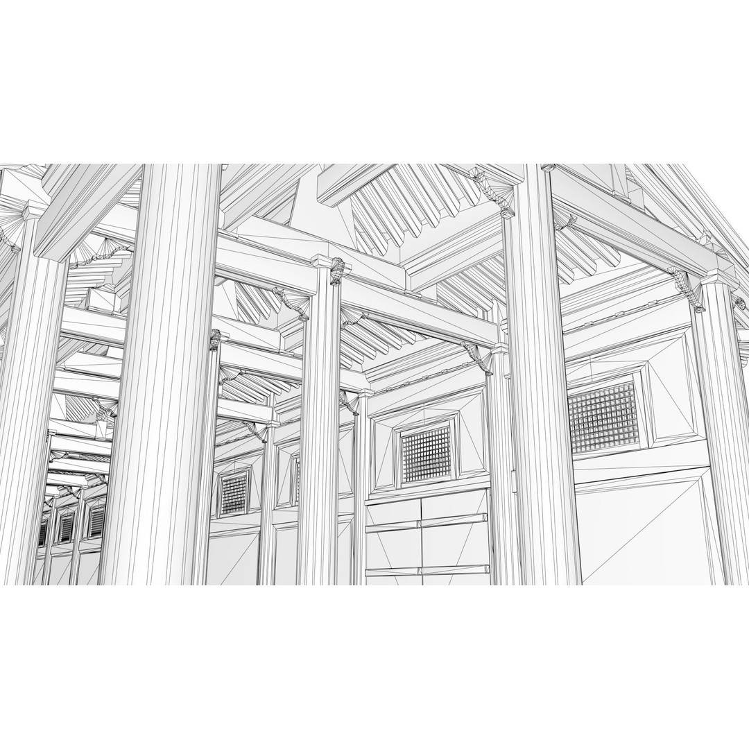 Gyeongbokgung Haenggak 3D Model – Historic Korean Palace Corridor, PBR - View 4
