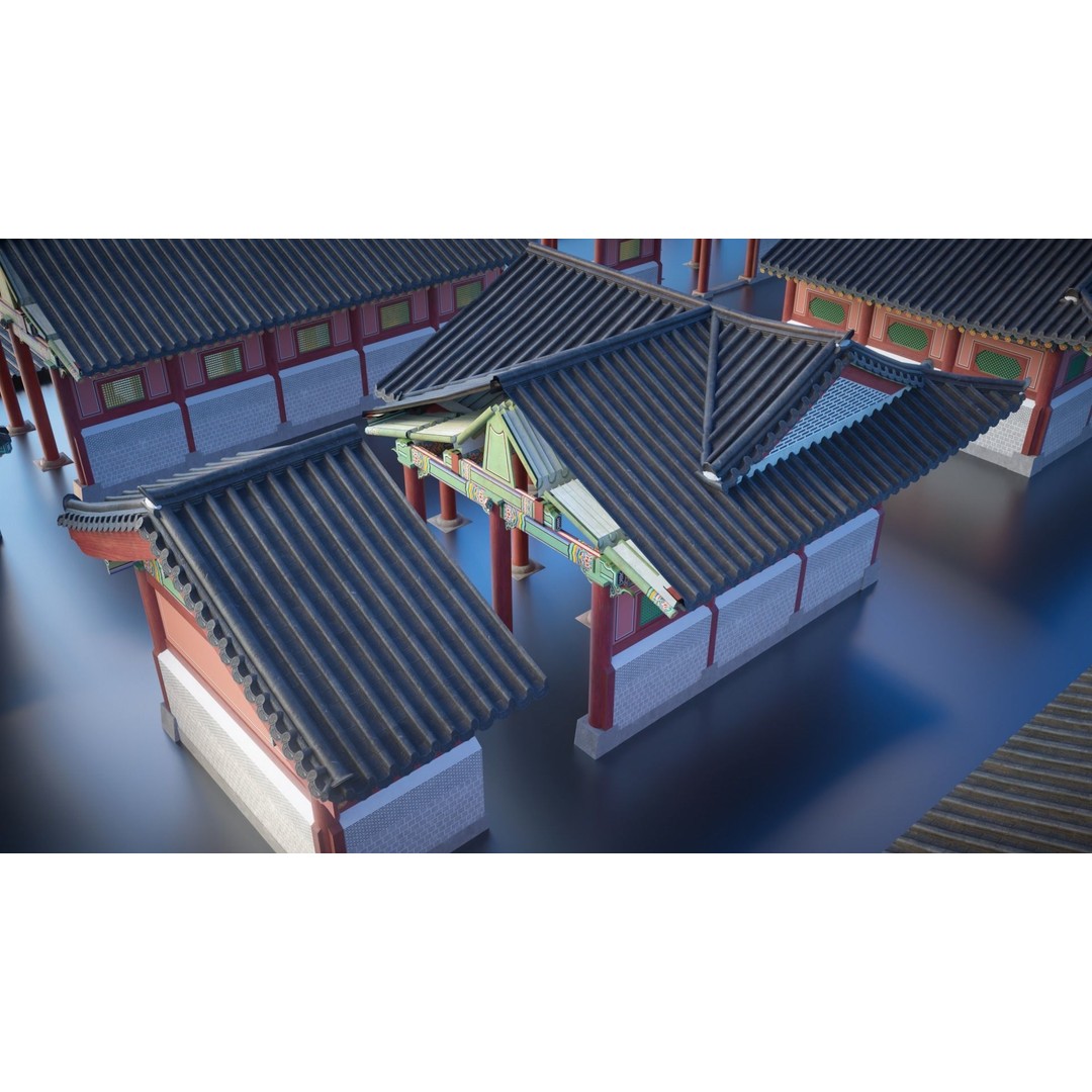 Gyeongbokgung Haenggak 3D Model – Historic Korean Palace Corridor, PBR - View 6