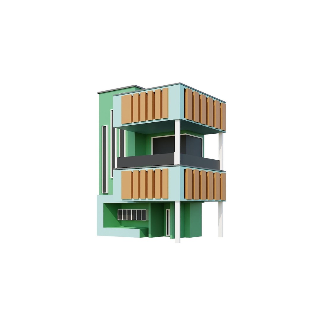 Modern House 3D Model – Low Poly Building Pack, Game Ready FBX