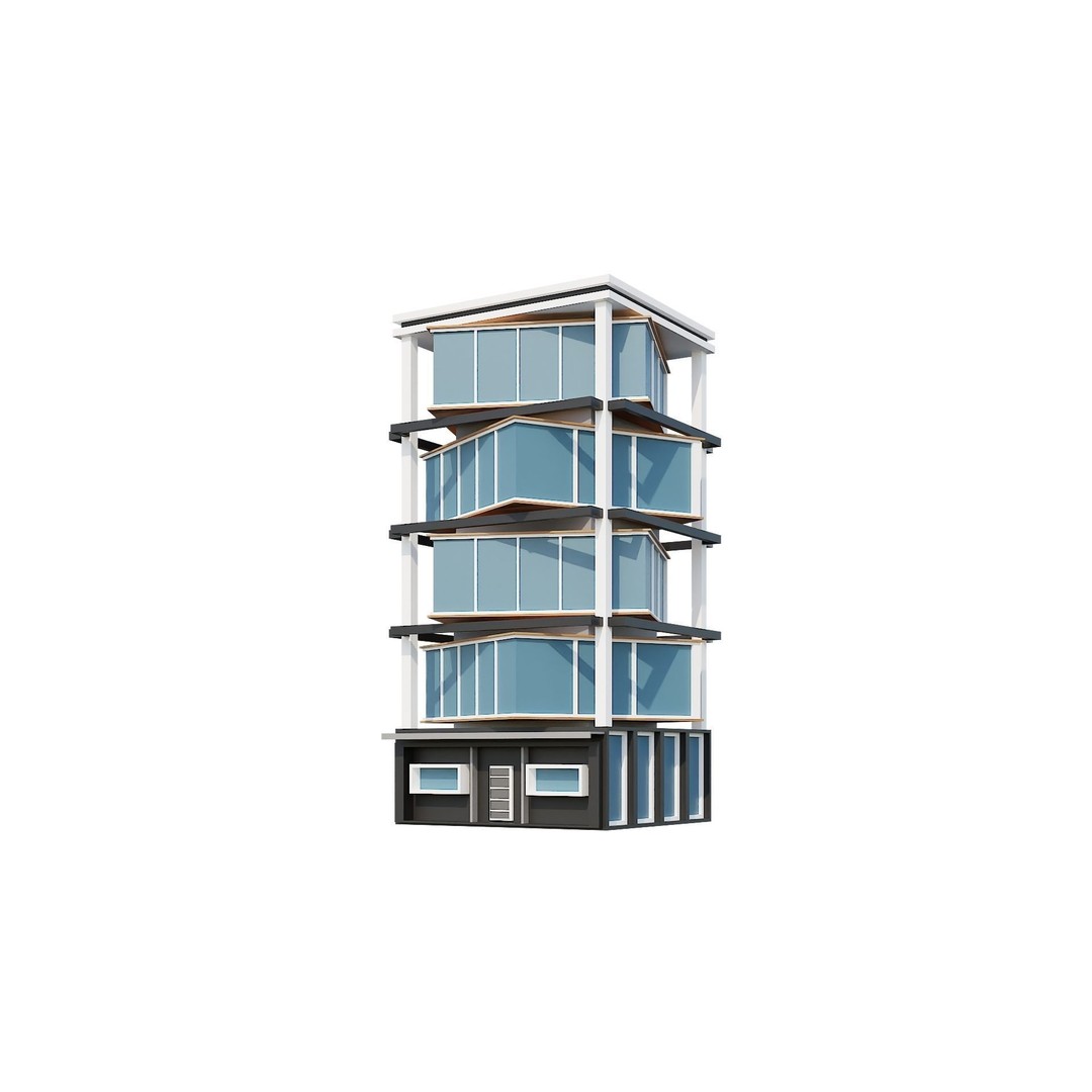 Modern House 3D Model – Low Poly Building Pack, Game Ready FBX - View 100