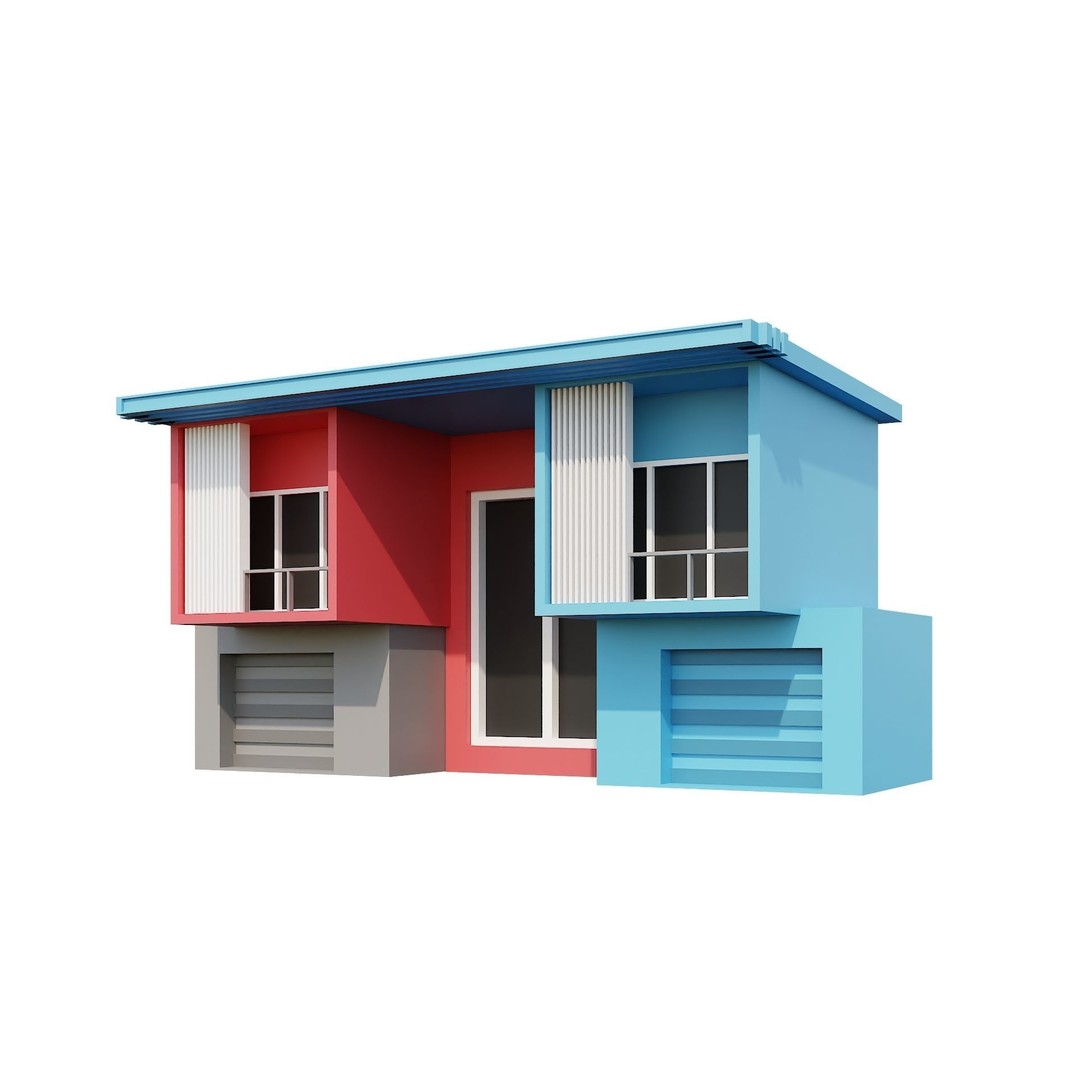 Modern House 3D Model – Low Poly Building Pack, Game Ready FBX - View 16