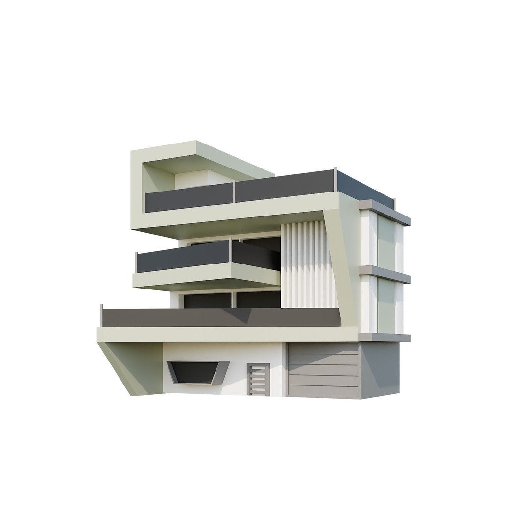 Modern House 3D Model – Low Poly Building Pack, Game Ready FBX - View 18