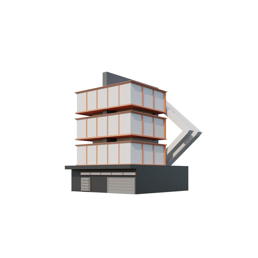 Modern House 3D Model – Low Poly Building Pack, Game Ready FBX - View 20