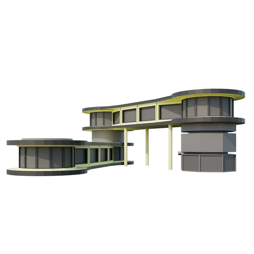 Modern House 3D Model – Low Poly Building Pack, Game Ready FBX - View 26