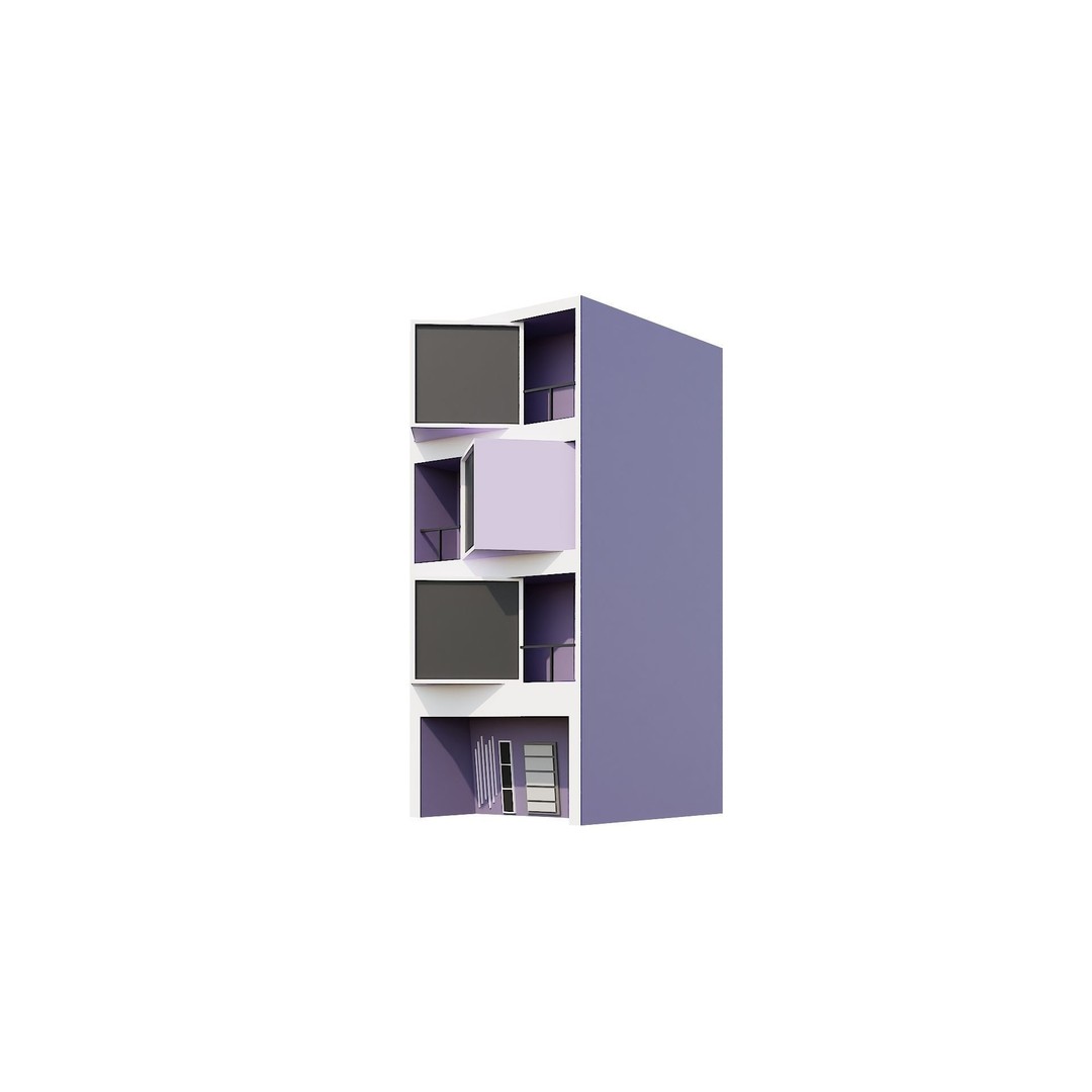 Modern House 3D Model – Low Poly Building Pack, Game Ready FBX - View 29