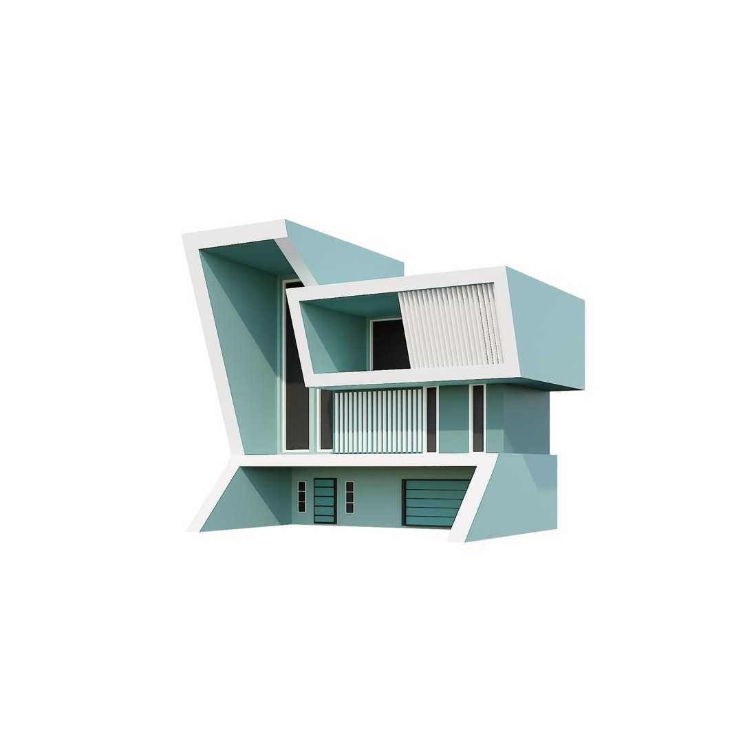 Modern House 3D Model – Low Poly Building Pack, Game Ready FBX - View 31